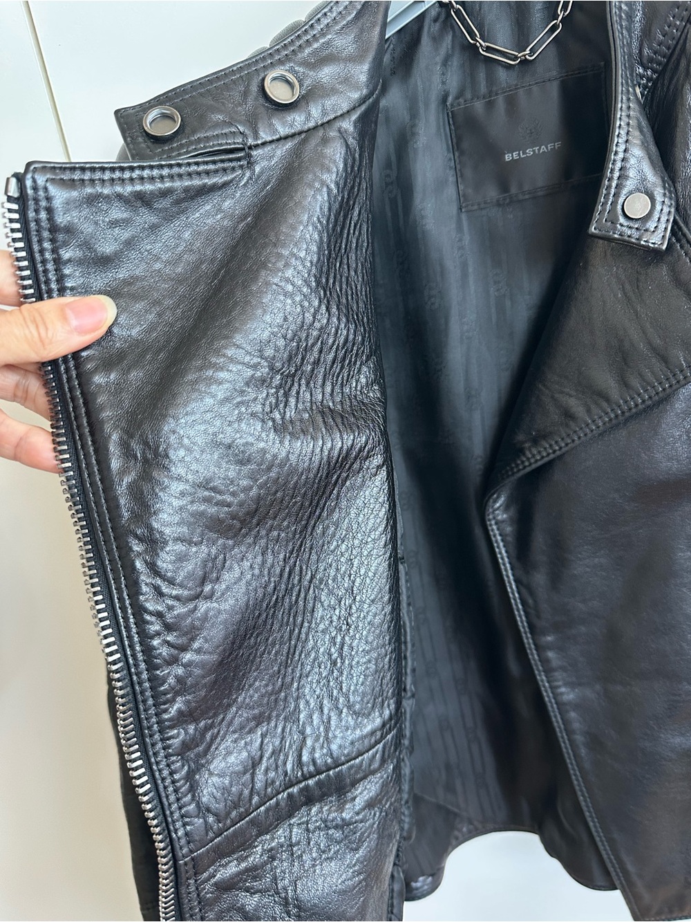 Belstaff Luxury Leather Motorcycle Jacket Black Quilted Moto Biker - Picture 2 of 6
